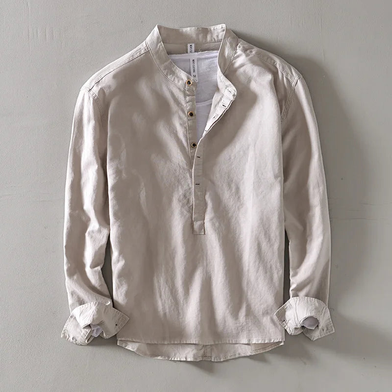 CALLUM LINEN MANDARIN SHIRT